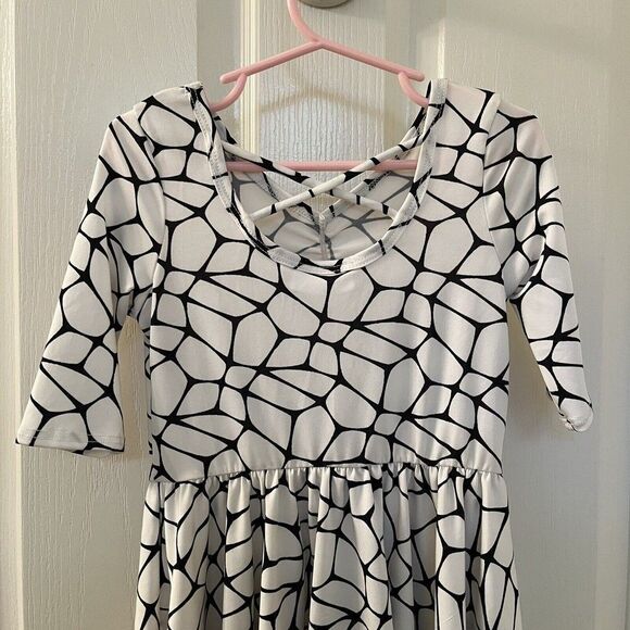 Dot Dot Smile Twirl Ballerina Dress Black & White Animal Giraffe Print Girls 3-4 - Picture 8 of 9